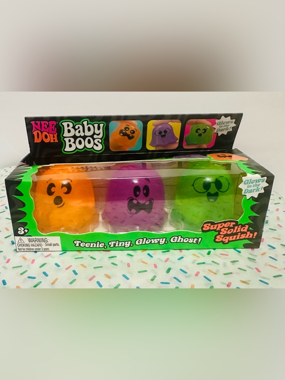 Nee Doh Baby Boos Glow Ghost Squishy Toy Pack - Orange, Purple, Green